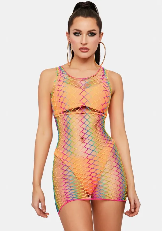 Need A Vacation Fishnet Mini Dress sold by Dolls Kill