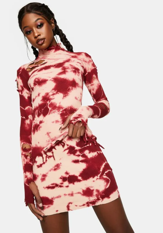 Bordeaux Keep It Chill Tie Dye Set sold by Dolls Kill
