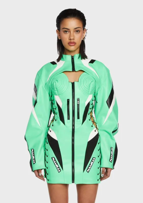 Moto Choker Jacket - Green sold by Dolls Kill