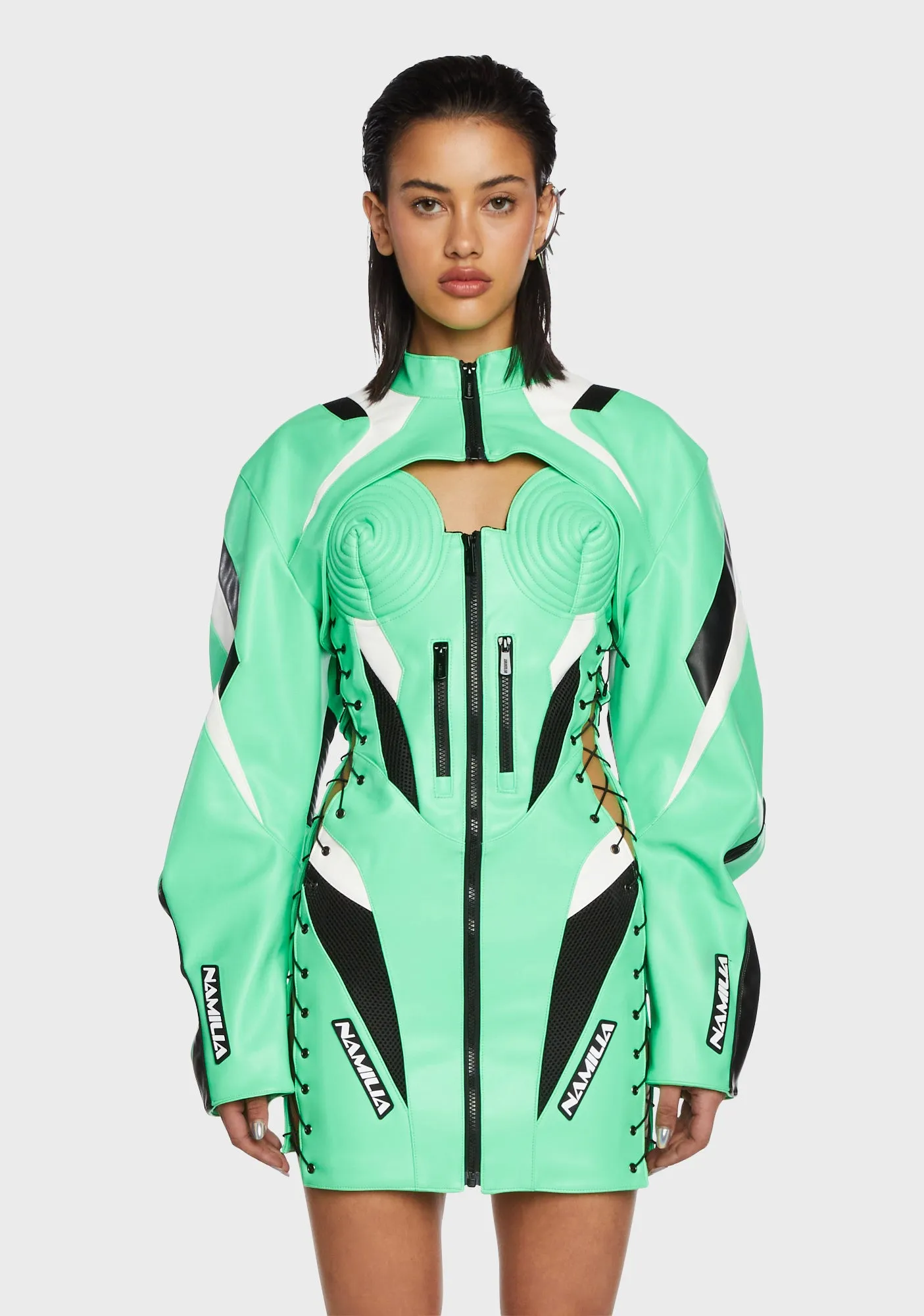 Moto Choker Jacket - Green sold by Dolls Kill