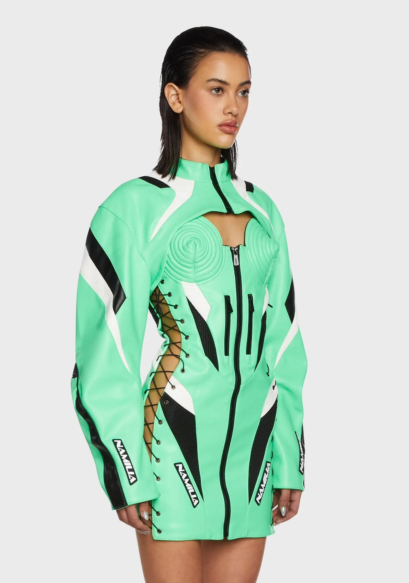 Moto Choker Jacket - Green sold by Dolls Kill product image thumbnail 3