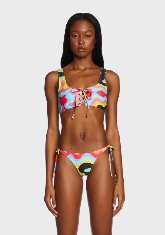 Multi Wave Print Bikini Top sold by Dolls Kill