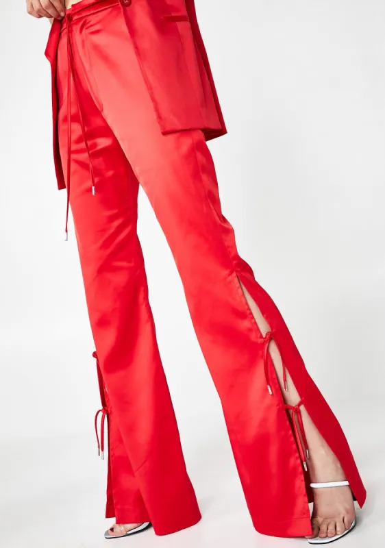 Furea Satin High-Rise Trousers sold by Dolls Kill