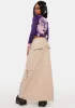 Aria Beige Cargo Maxi Skirt sold by Dolls Kill