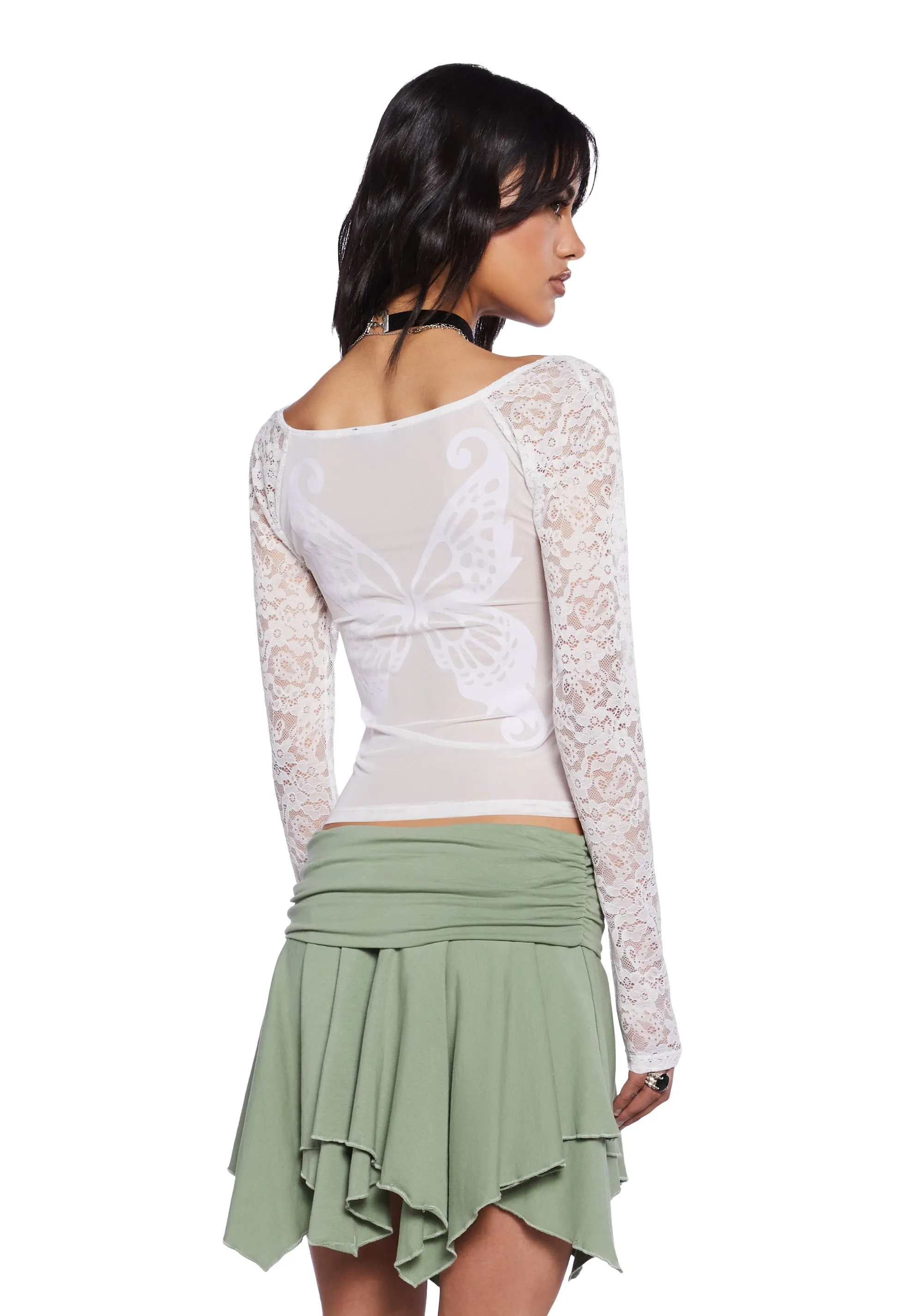 Winged Bliss Lace Top - White sold by Dolls Kill product image thumbnail 5