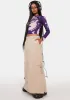 Aria Beige Cargo Maxi Skirt sold by Dolls Kill
