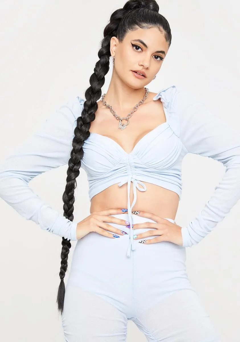 Sky Be My Wifey Ruched Crop Top sold by Dolls Kill