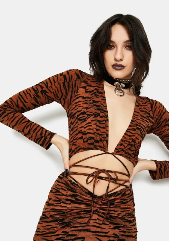 Abstract Tiger Lieneva Wrap Top sold by Dolls Kill