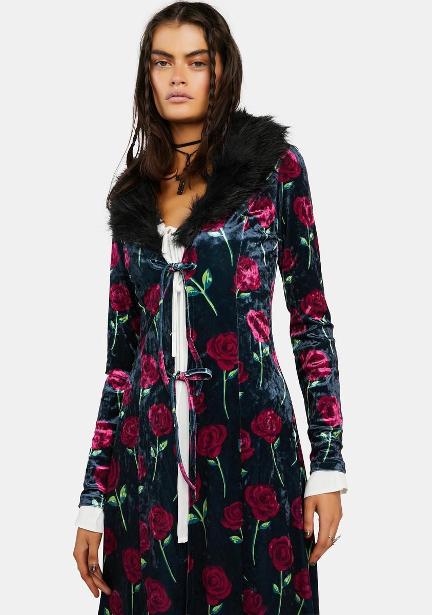 Bouquet Of Thorns Velour Duster sold by Dolls Kill