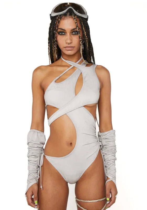 Compression Cut Out Bodysuit & Gloves Set sold by Dolls Kill