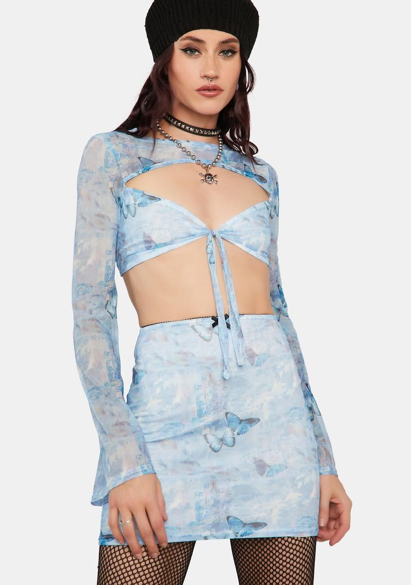 Mesh Butterfly Crop Top sold by Dolls Kill product image thumbnail 2