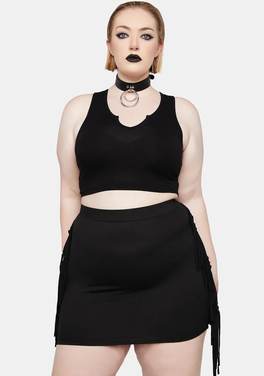 Plus Hip-Notized Fringe Mini Skirt sold by Dolls Kill product image thumbnail 2