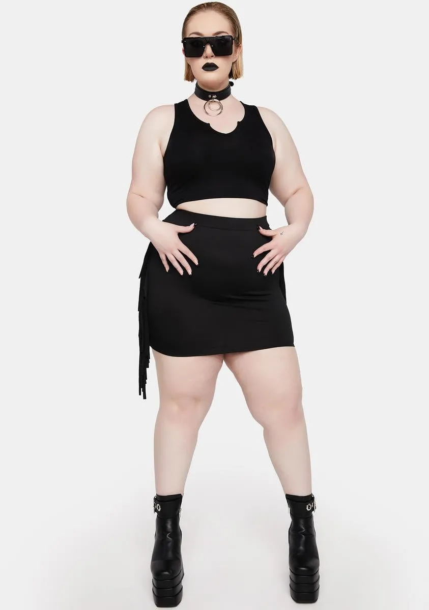 Plus Hip-Notized Fringe Mini Skirt sold by Dolls Kill product image thumbnail 3