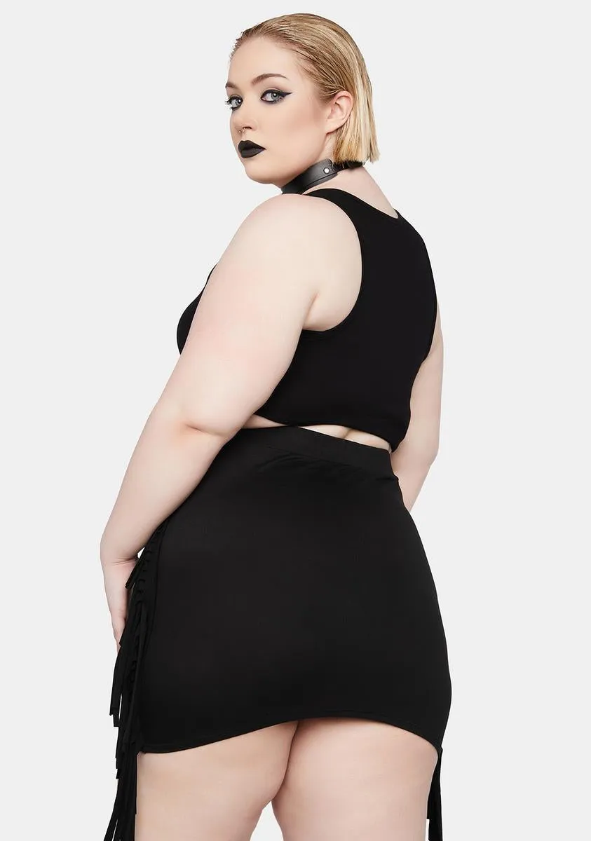 Plus Hip-Notized Fringe Mini Skirt sold by Dolls Kill product image thumbnail 4