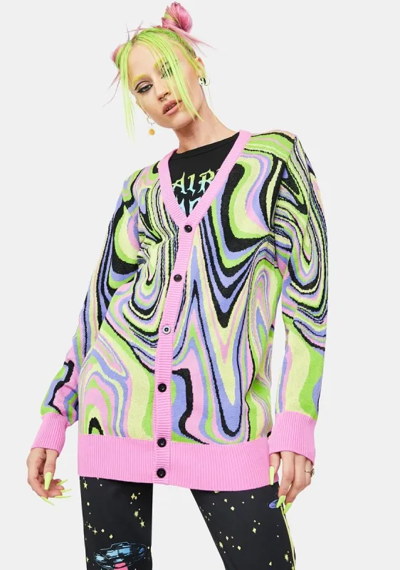 Wavy Baby Knit Cardigan sold by Dolls Kill