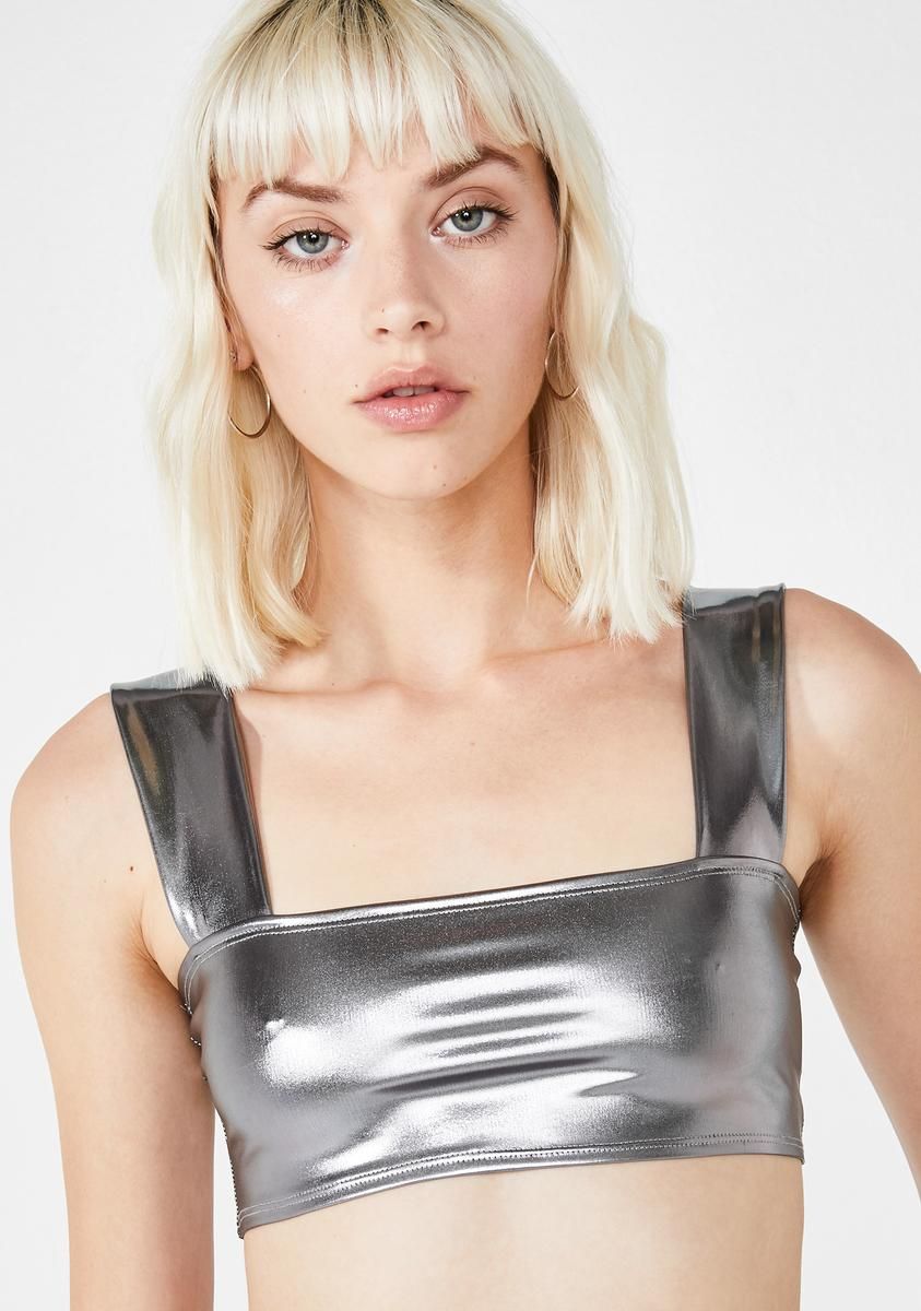Katie Metallic Crop Top sold by Dolls Kill