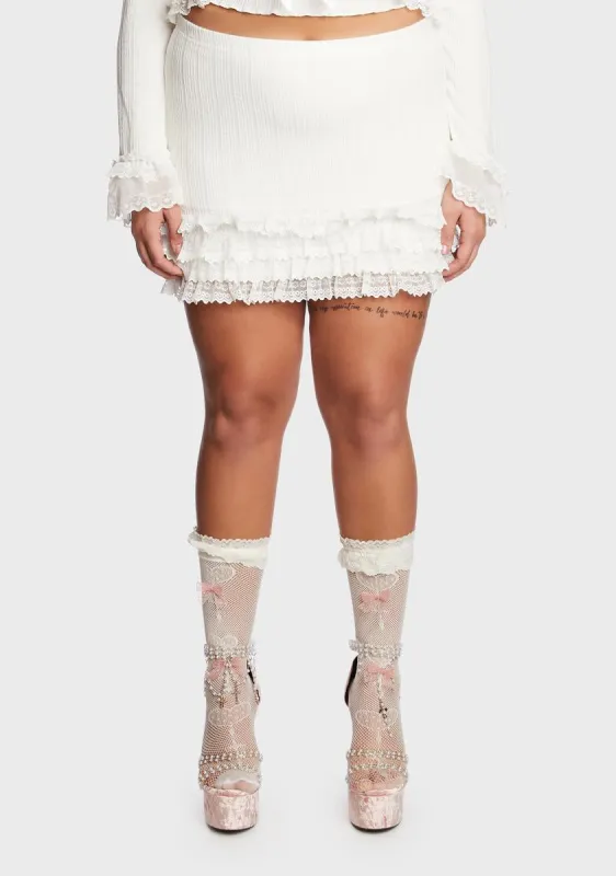 Plus Mistletoe Moves Mini Skirt- Off White sold by Dolls Kill