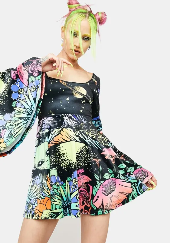 Ethereal World Bell Sleeve Dress sold by Dolls Kill