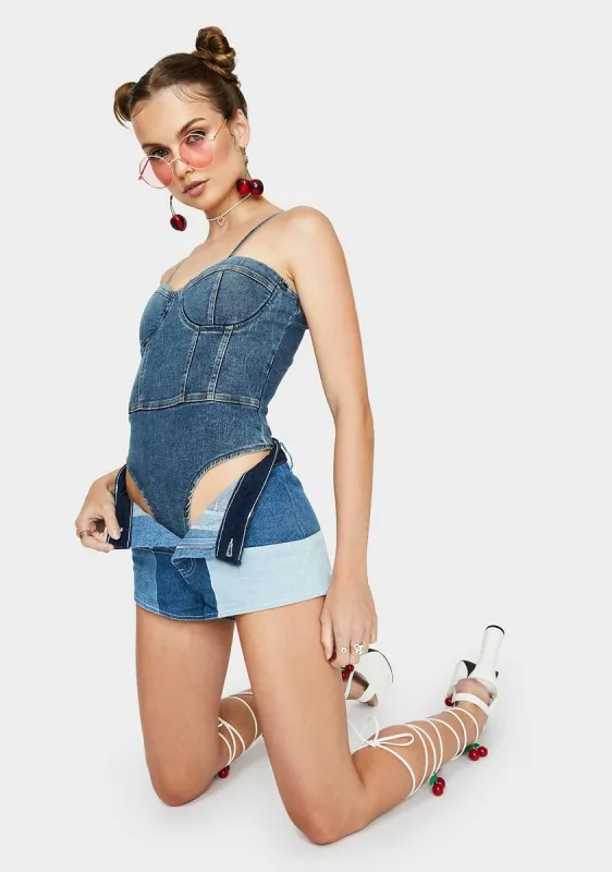Mar Won't Forget Denim Bodysuit sold by Dolls Kill