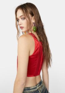 Just A Girl Satin Corset Top sold by Dolls Kill