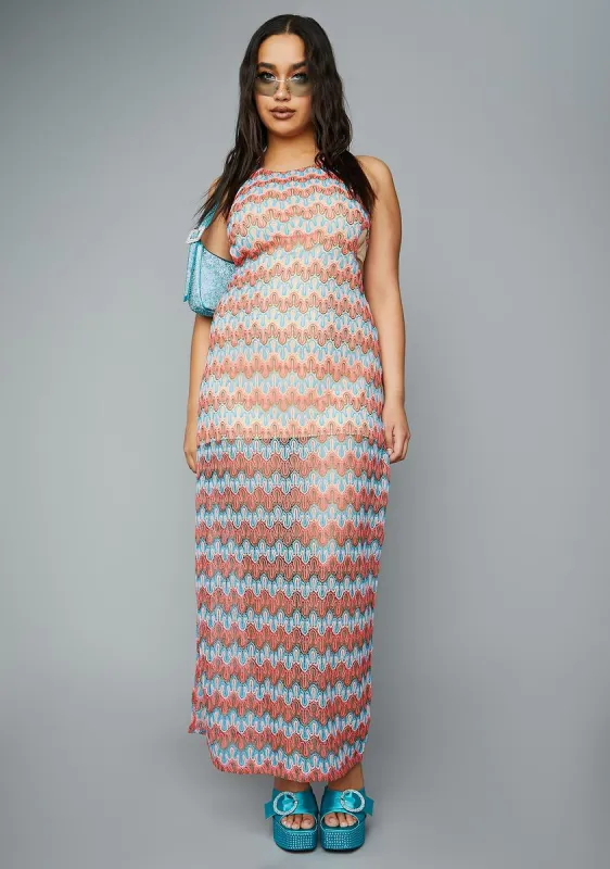 Plus Sunset Splash Crochet Maxi Dress sold by Dolls Kill