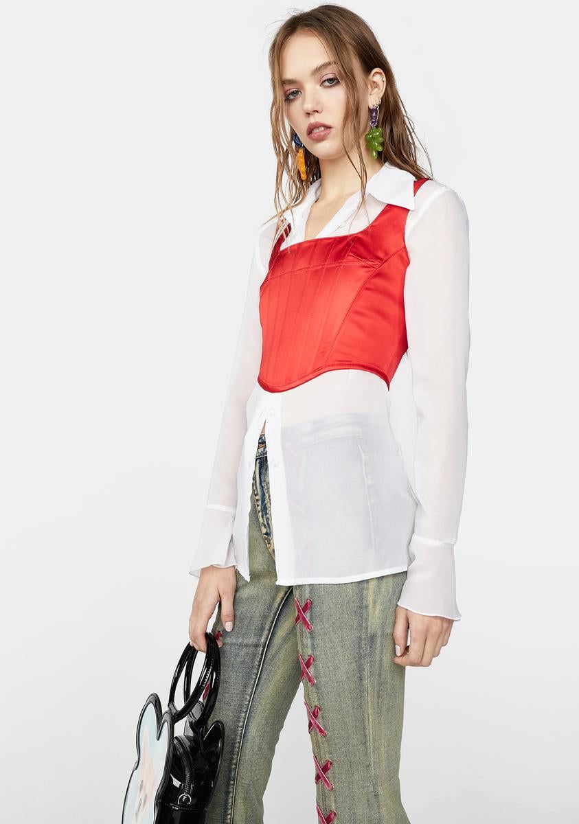 Just A Girl Satin Corset Top sold by Dolls Kill product image thumbnail 2