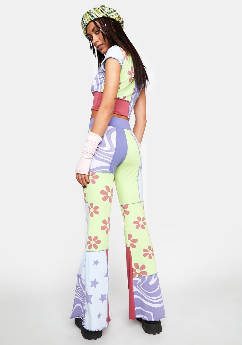 Season's Greetings Patchwork Flare Pants sold by Dolls Kill product image thumbnail 4