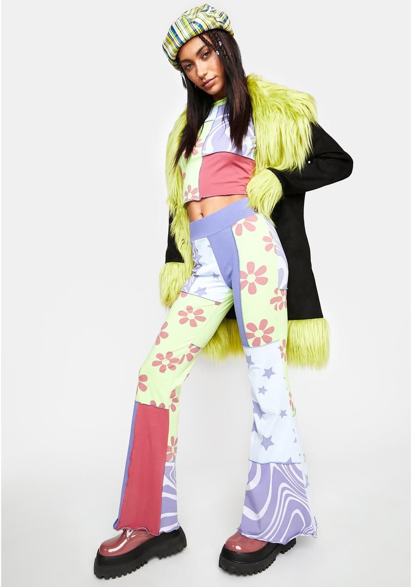 Season's Greetings Patchwork Flare Pants sold by Dolls Kill product image thumbnail 2