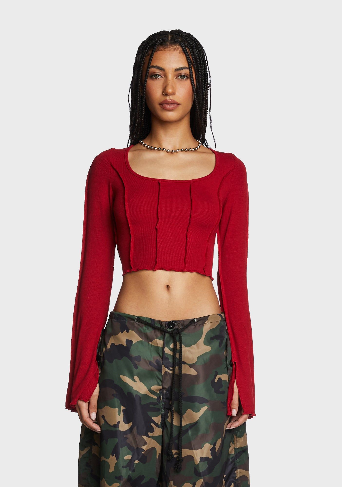 Journal Entries Long Sleeve Top - Red sold by Dolls Kill