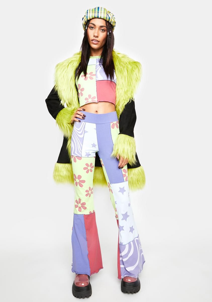 Season's Greetings Patchwork Flare Pants sold by Dolls Kill product image thumbnail 3