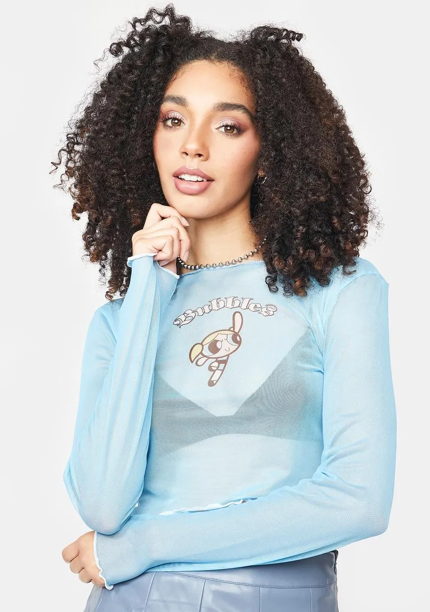X Powerpuff Girls Bubbles Mesh Top sold by Dolls Kill