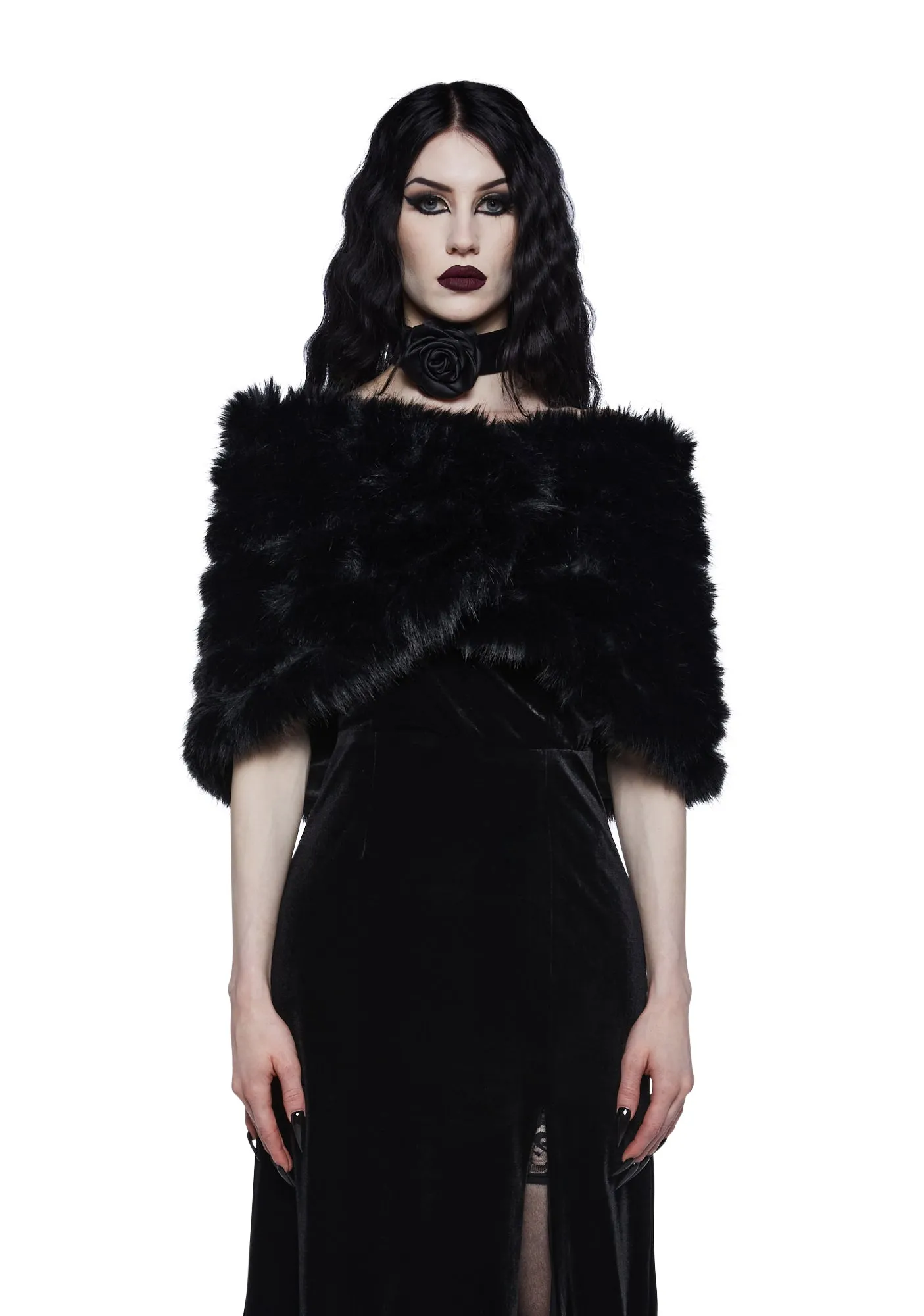 Dark Diva Faux Fur Shrug sold by Dolls Kill