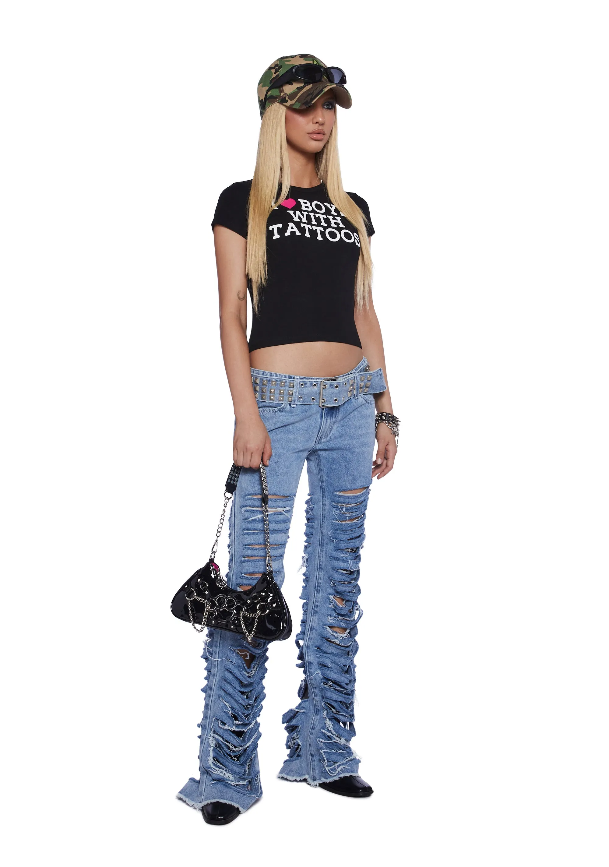 Keeley Destroyed Bootcut Jeans sold by Dolls Kill product image thumbnail 2