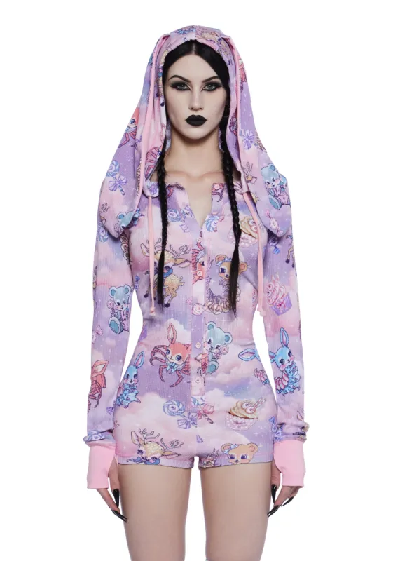Demented Sweetness Long Sleeve Romper sold by Dolls Kill