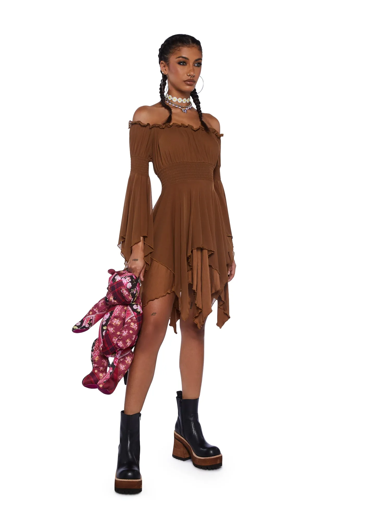 Musical Odyssey Mini Dress - Brown sold by Dolls Kill product image thumbnail 2