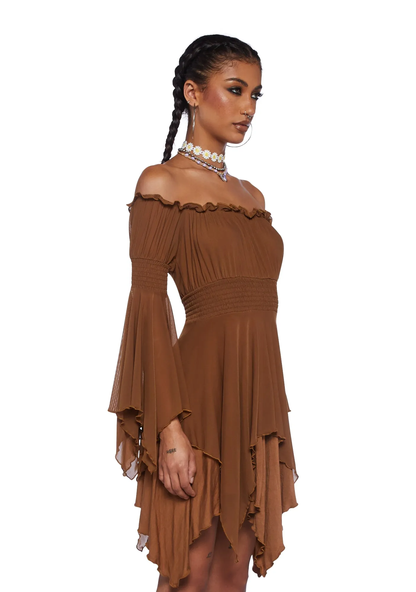 Musical Odyssey Mini Dress - Brown sold by Dolls Kill product image thumbnail 3