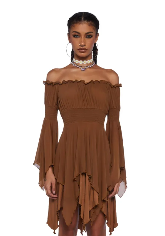 Musical Odyssey Mini Dress - Brown sold by Dolls Kill