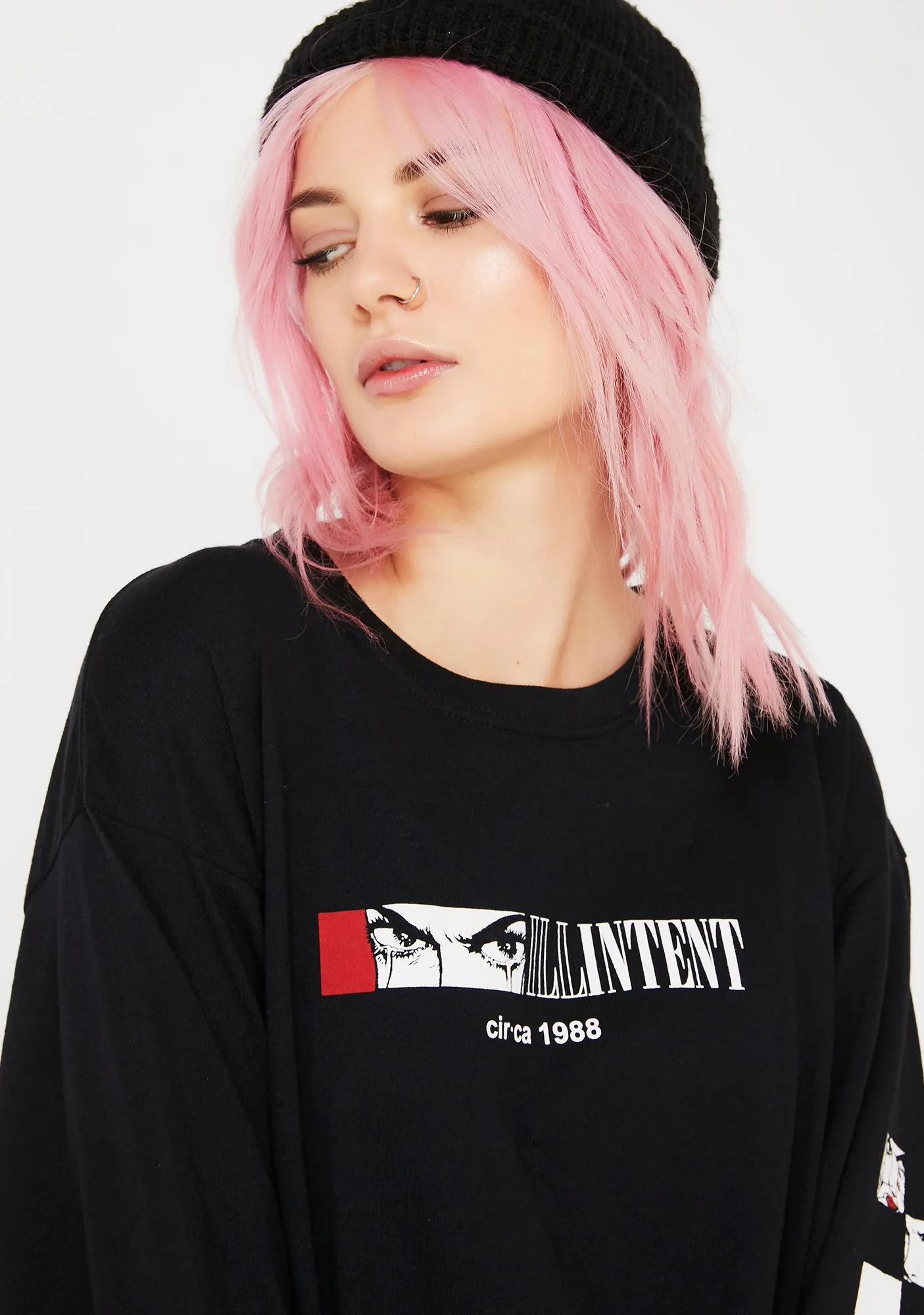 Checkerboard Eyes Long Sleeve Tee sold by Dolls Kill