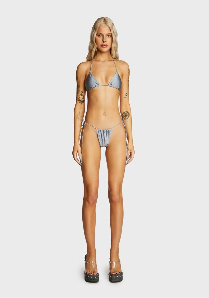 Micro String Bikini Set - Gray sold by Dolls Kill