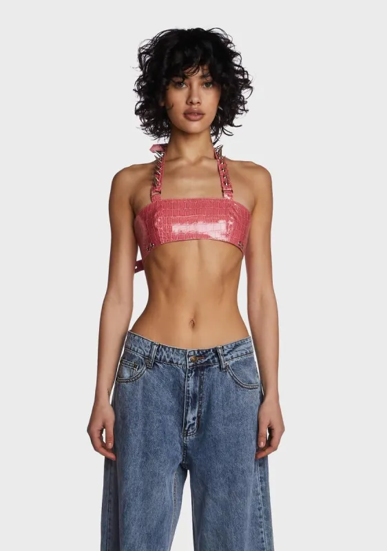 Pink Rivet Top sold by Dolls Kill