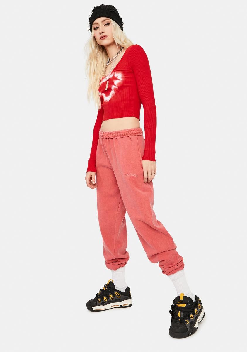 Washed Red Jogger Sweatpants sold by Dolls Kill product image thumbnail 2