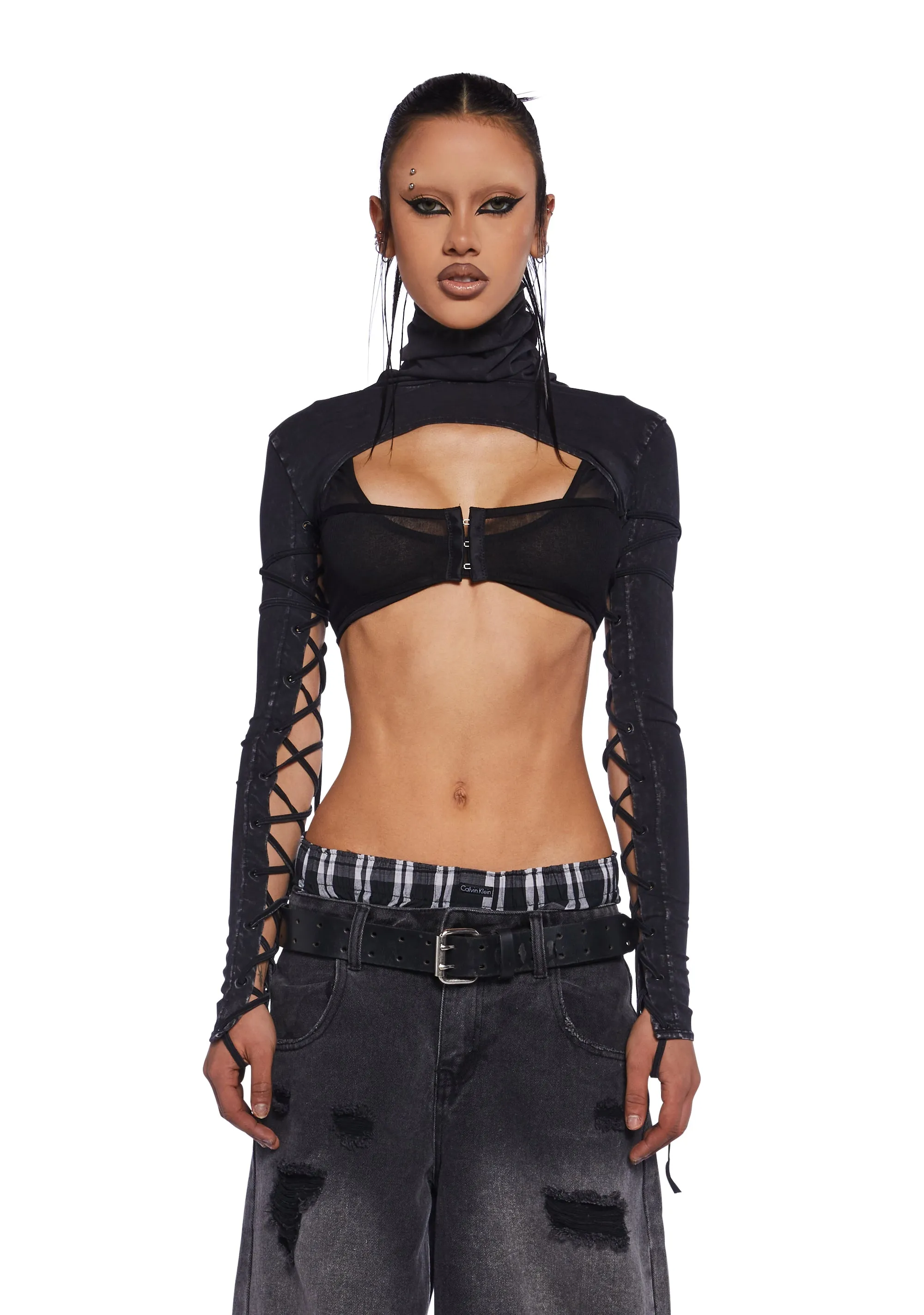 Charged Lace-Up Shrug sold by Dolls Kill