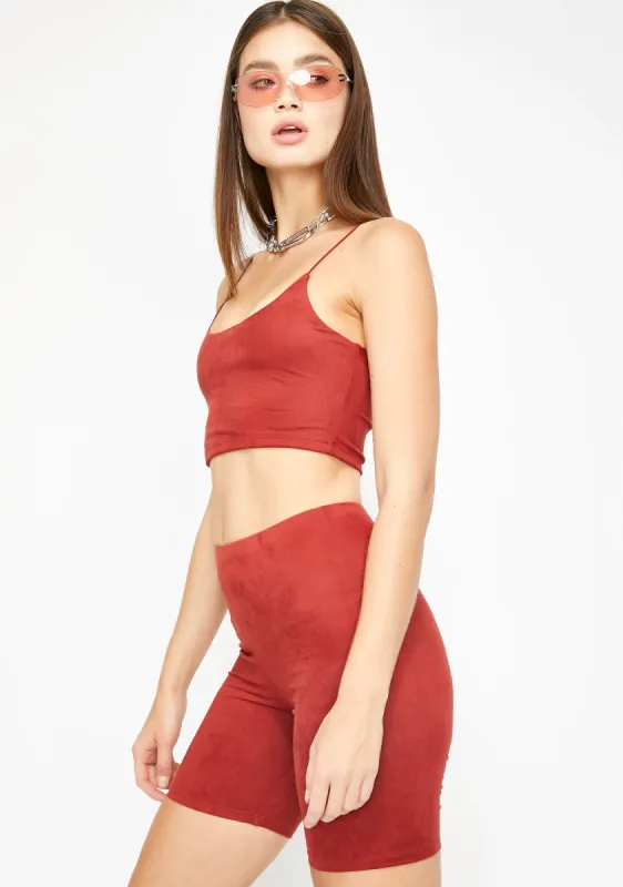 Crimson Affair Biker Shorts Set sold by Dolls Kill