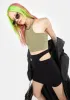 Olive Attention To Detail Crop Tank sold by Dolls Kill