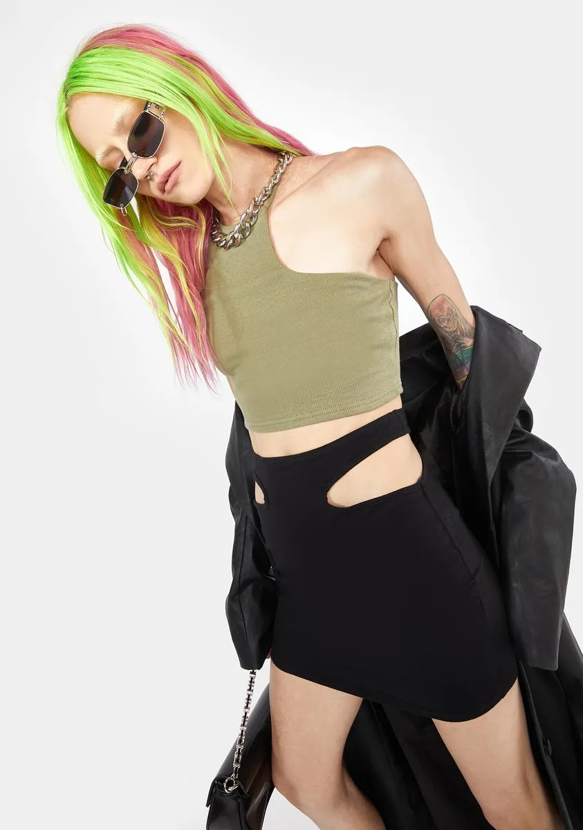 Olive Attention To Detail Crop Tank sold by Dolls Kill product image thumbnail 2