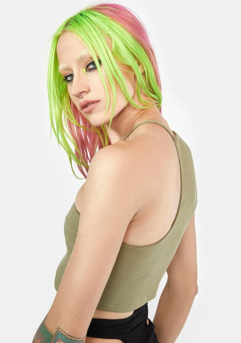 Olive Attention To Detail Crop Tank sold by Dolls Kill product image thumbnail 4