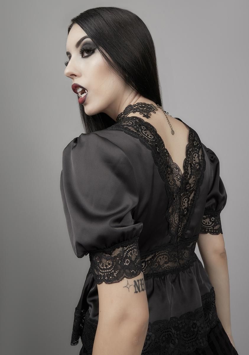 Ghosts Of The Past Satin Blouse sold by Dolls Kill product image thumbnail 4