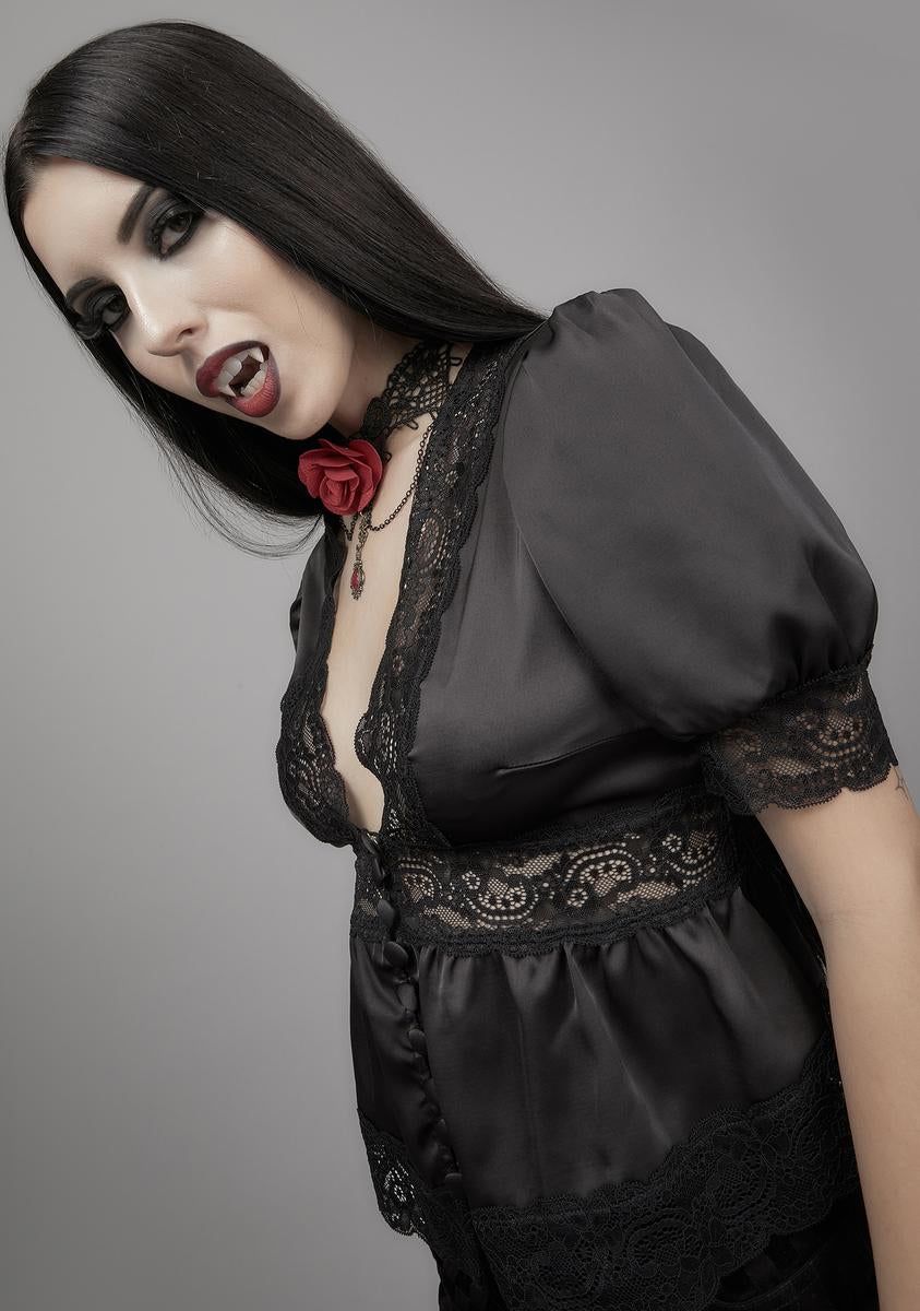 Ghosts Of The Past Satin Blouse sold by Dolls Kill product image thumbnail 2