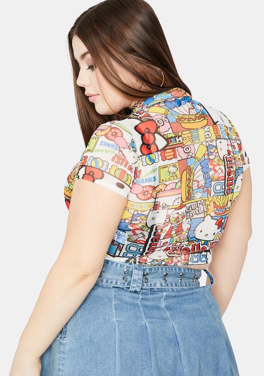 x Hello Kitty Curve Mesh Crop Tee sold by Dolls Kill product image thumbnail 4