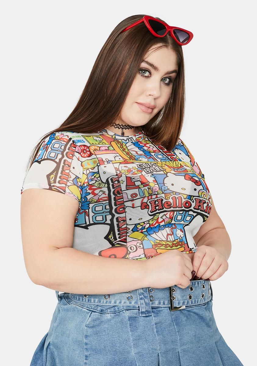 x Hello Kitty Curve Mesh Crop Tee sold by Dolls Kill product image thumbnail 2